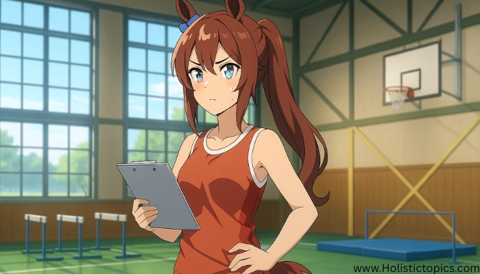 Anime style girl preparing for Uma Musume chakra choices in a training event.