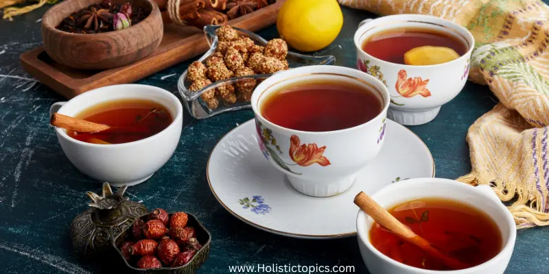 asian herbal teas with spices and herbs showing herbal tea benefits and traditional asian tea varieties
