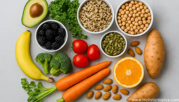 Fresh plant based foods showing the benefits of plant based diet for athletes.