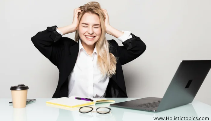 woman experiencing afternoon fatigue at her desk, showing why a 5 minute midday reset is needed to restore focus, energy, and mental clarity