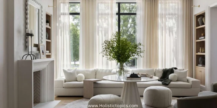 Minimalist home checklist living room with clean decor and bright natural light