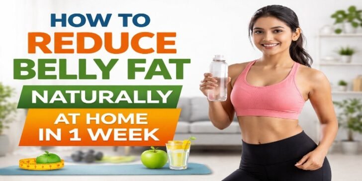 how to reduce belly fat naturally at home in 1 week with home workout and diet plan
